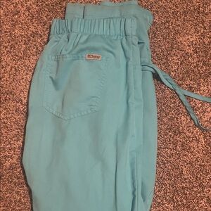 Blue scrub pants with drawstring